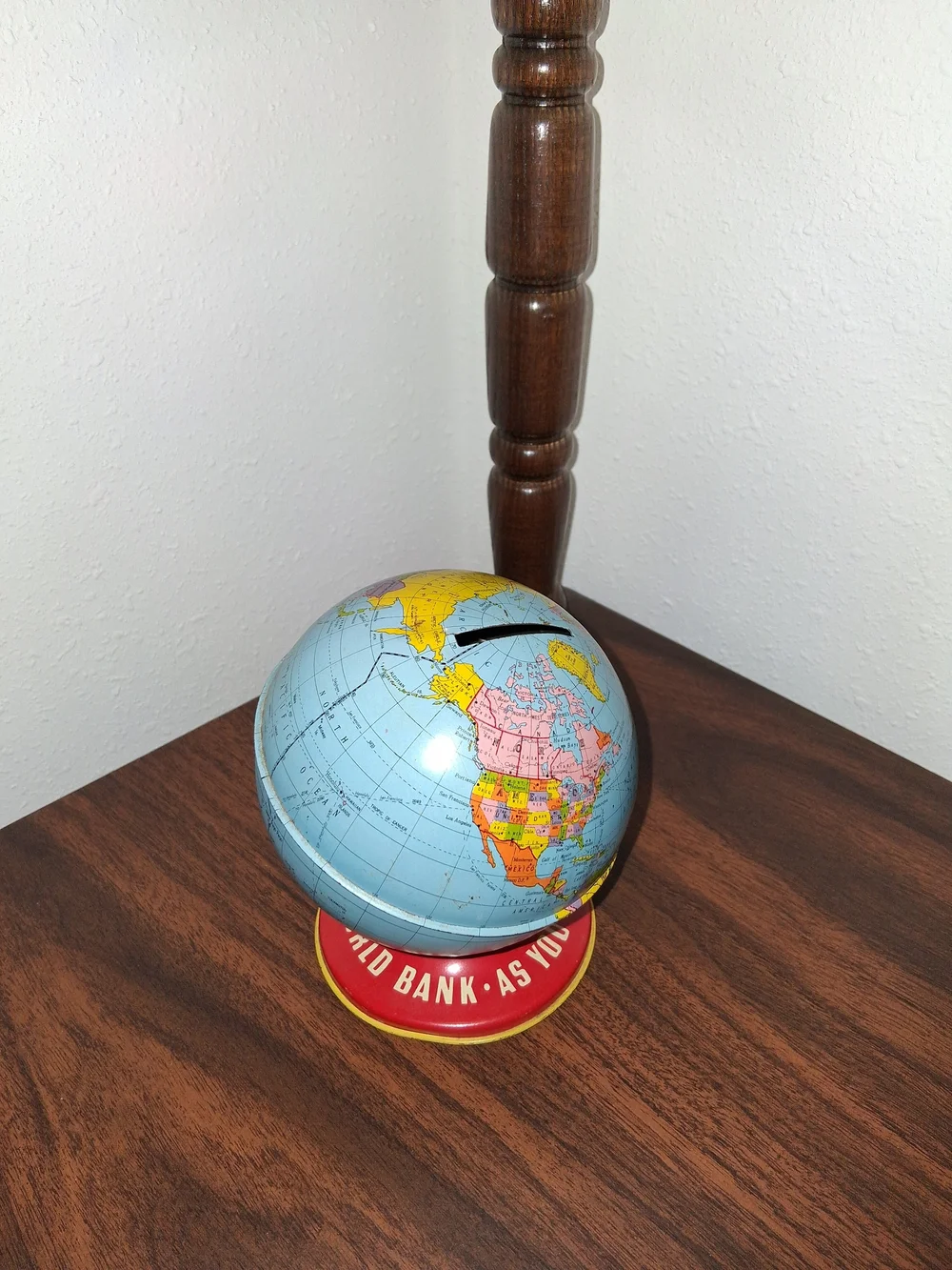 Kids Educational World Globe Coin Bank - Blue Globe with Colorful Countries
